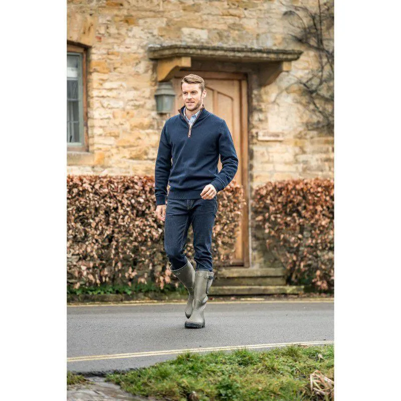Schoffel Lambswool Aerobloc 1/4 Zip Neck Mens Jumper - Navy
