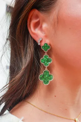 Seeing Green Glitter Clover Earrings