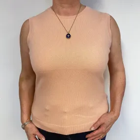 Shell Pink Cashmere Crew Neck Tank Top Large