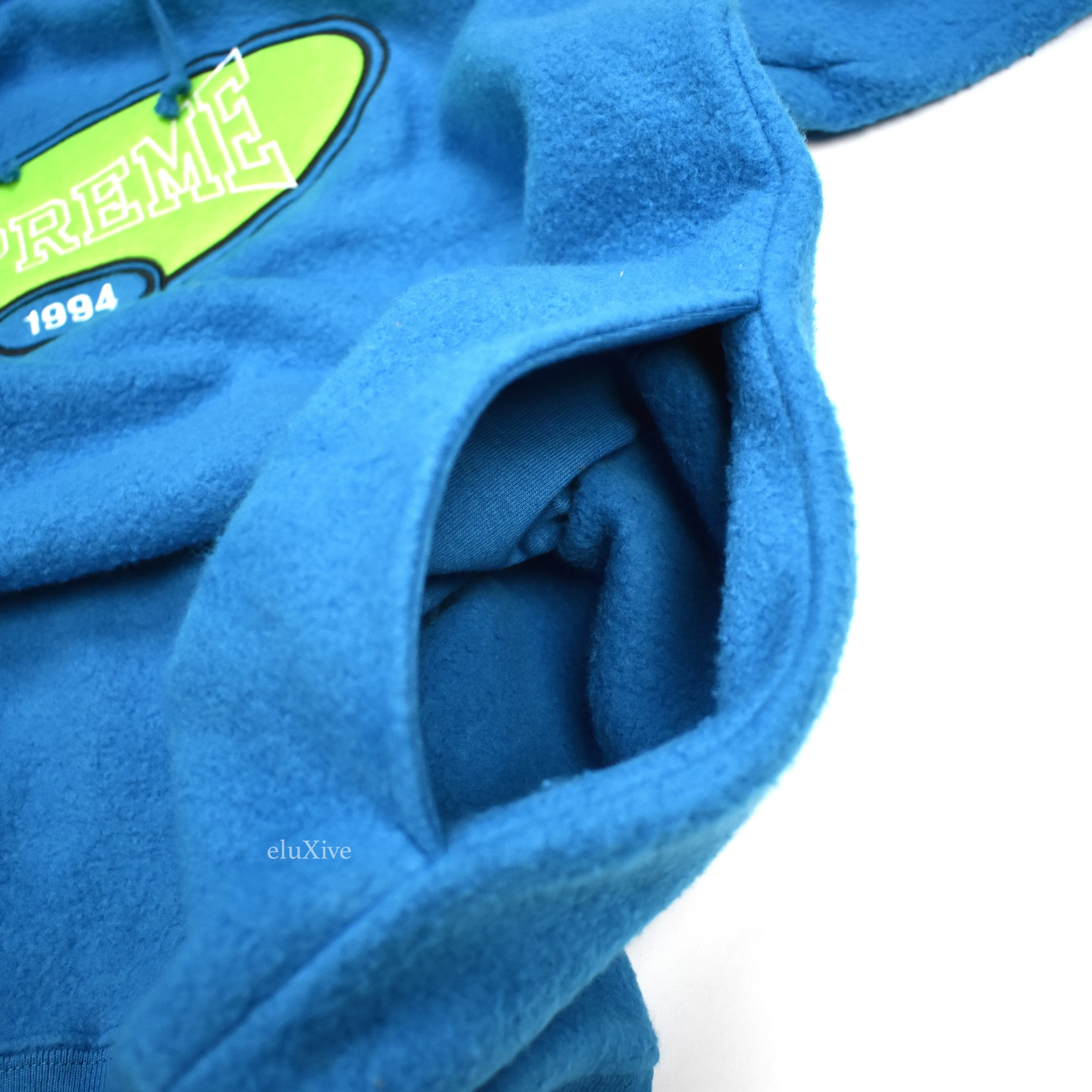 Supreme - Aqua Reverse Fleece Logo Hoodie