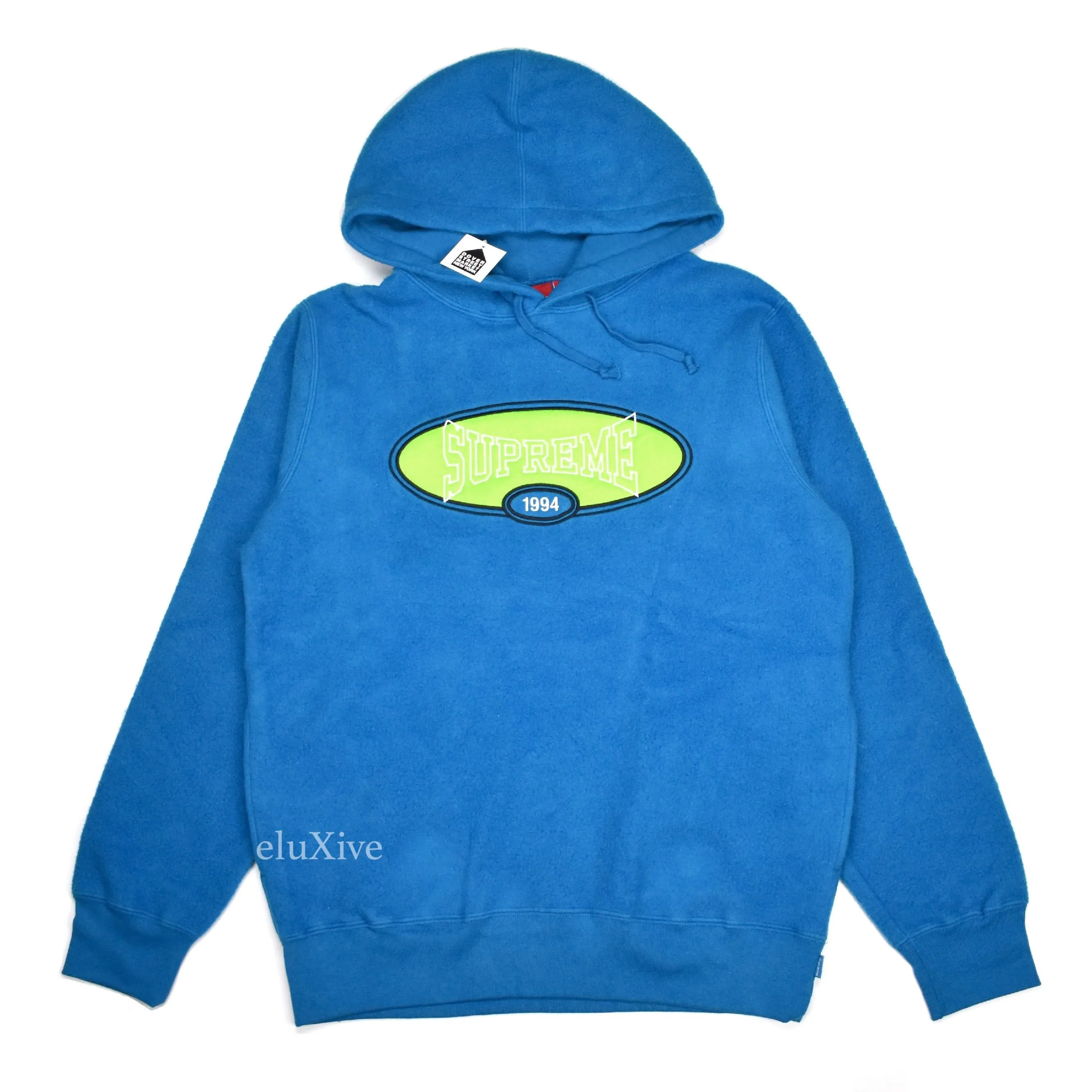Supreme - Aqua Reverse Fleece Logo Hoodie