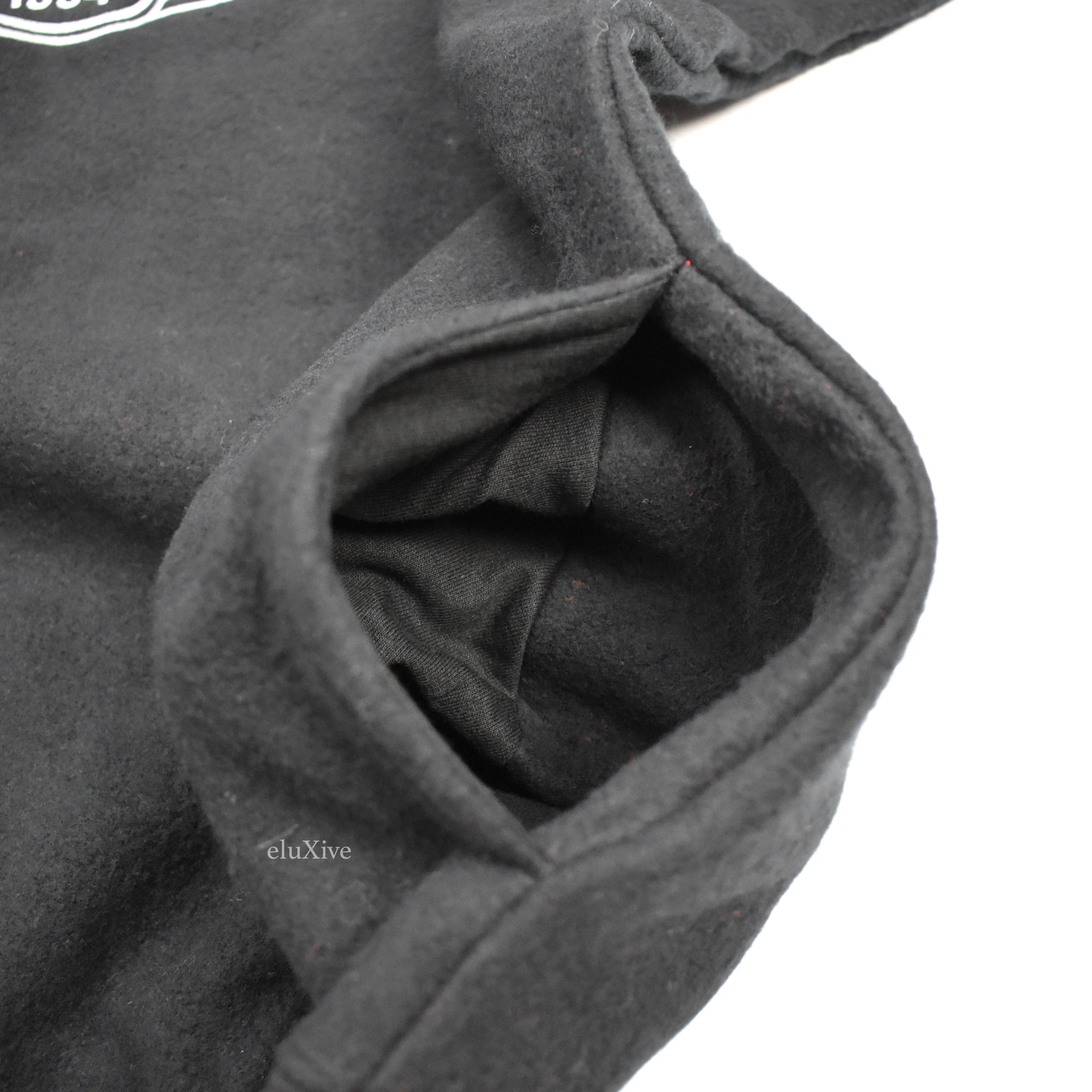 Supreme - Black Reverse Fleece Logo Hoodie