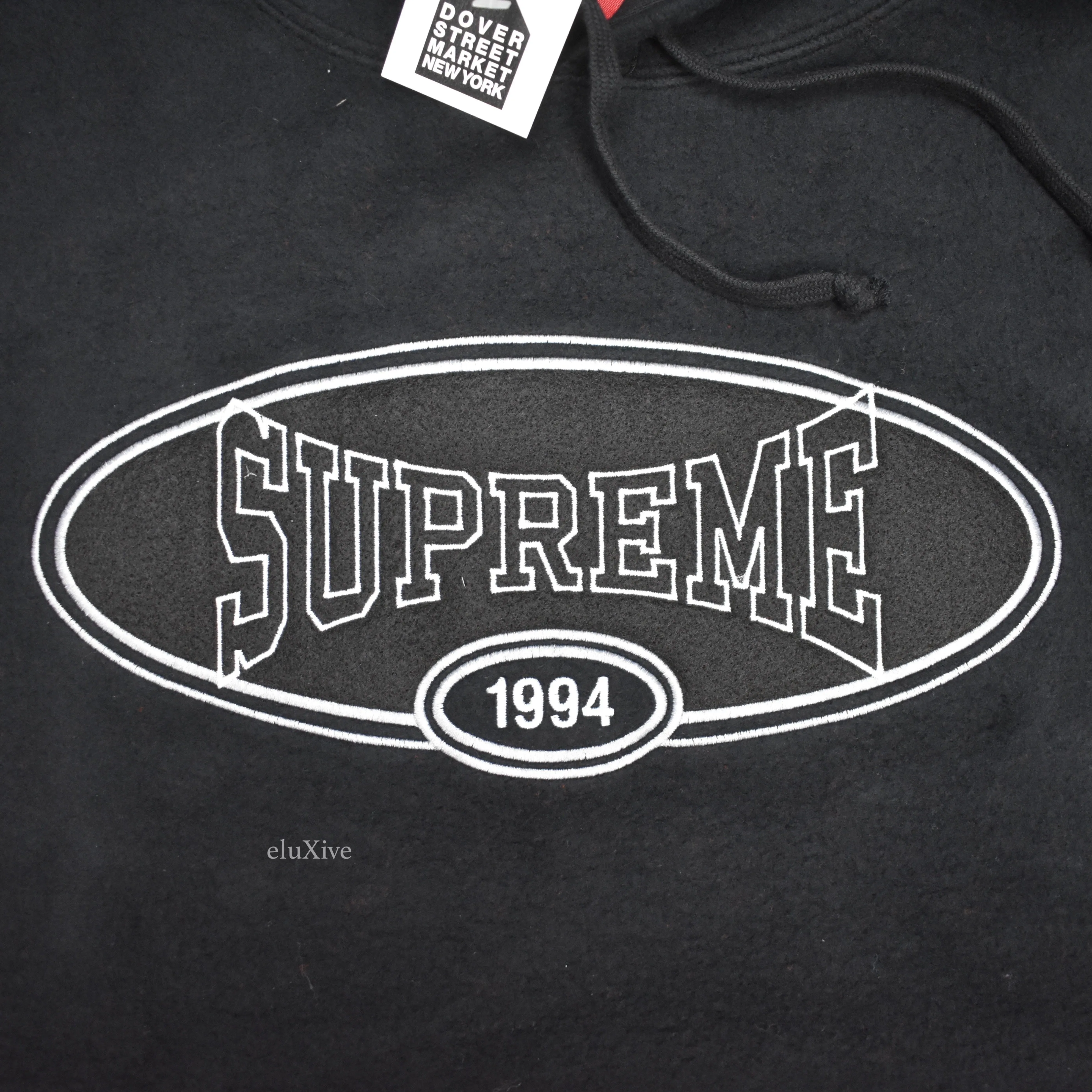 Supreme - Black Reverse Fleece Logo Hoodie