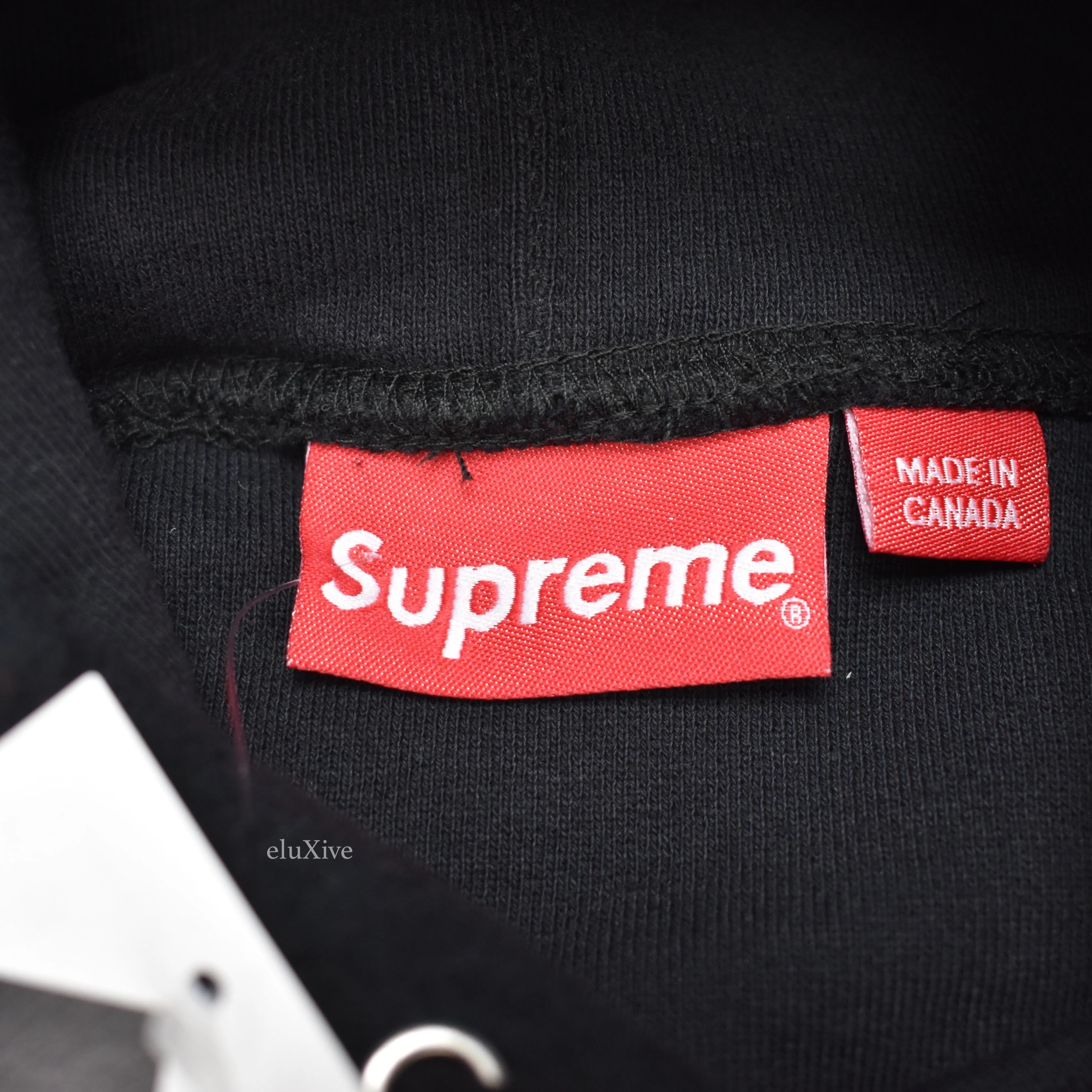 Supreme - Black Reverse Fleece Logo Hoodie