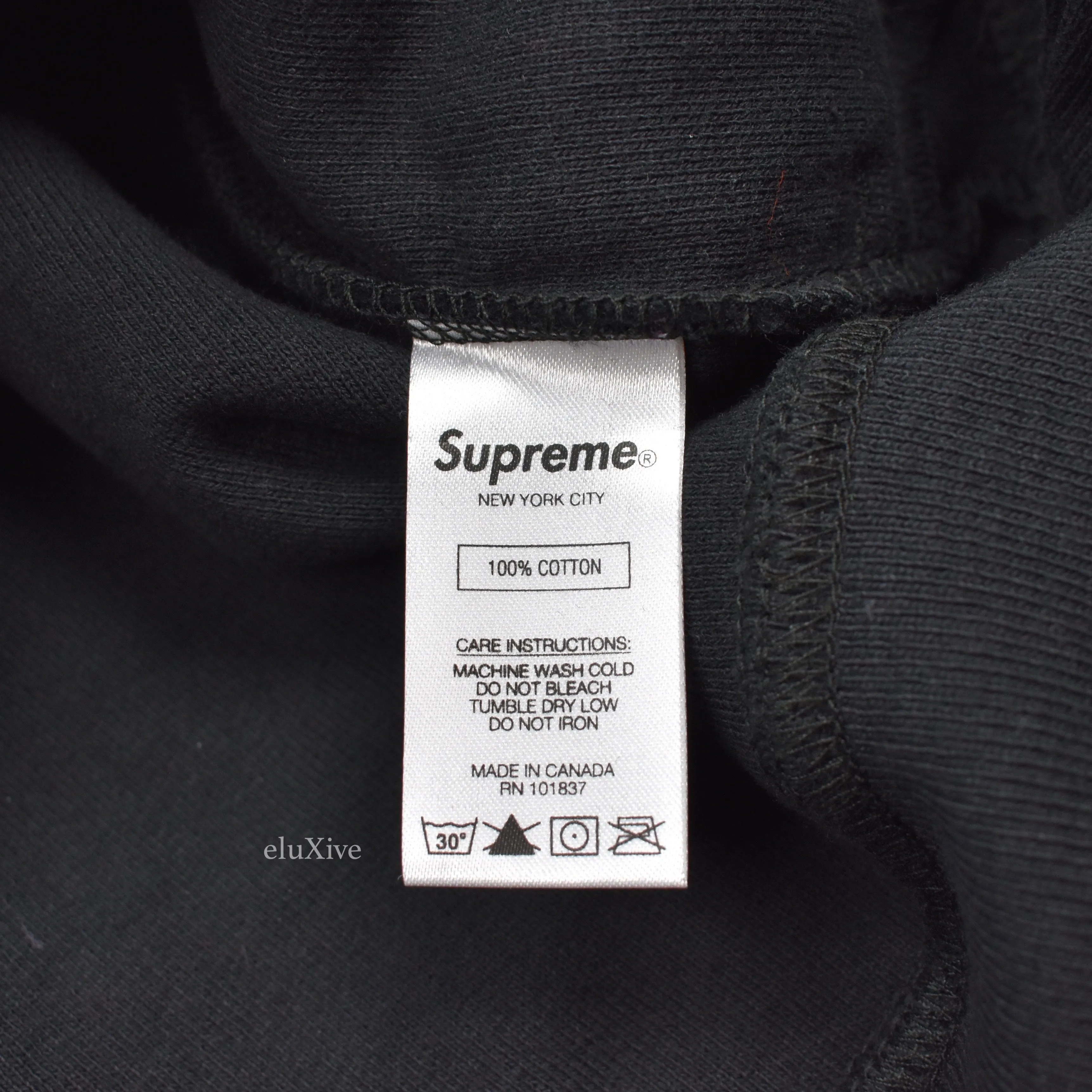 Supreme - Black Reverse Fleece Logo Hoodie