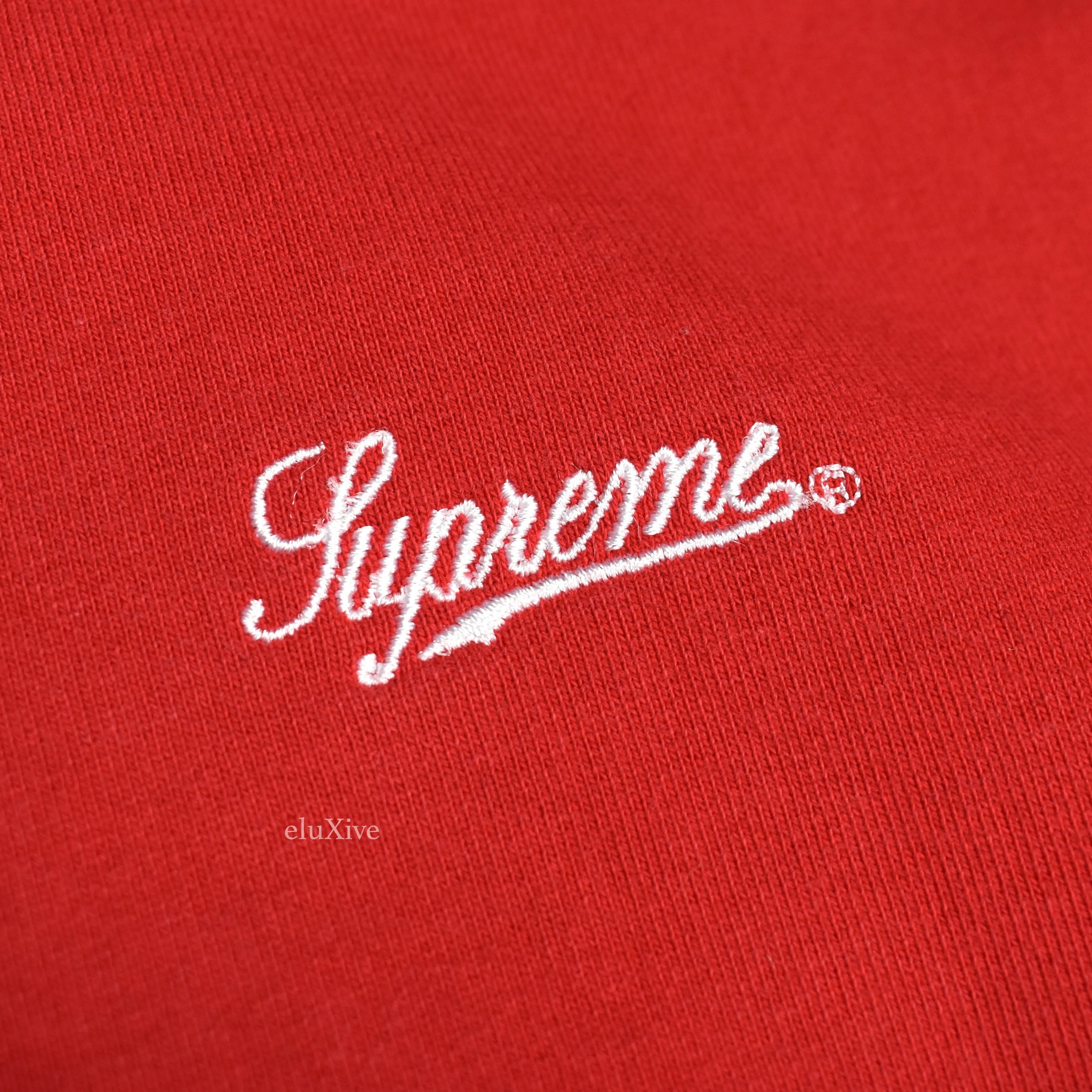 Supreme - Red Piping Script Logo Hoodie