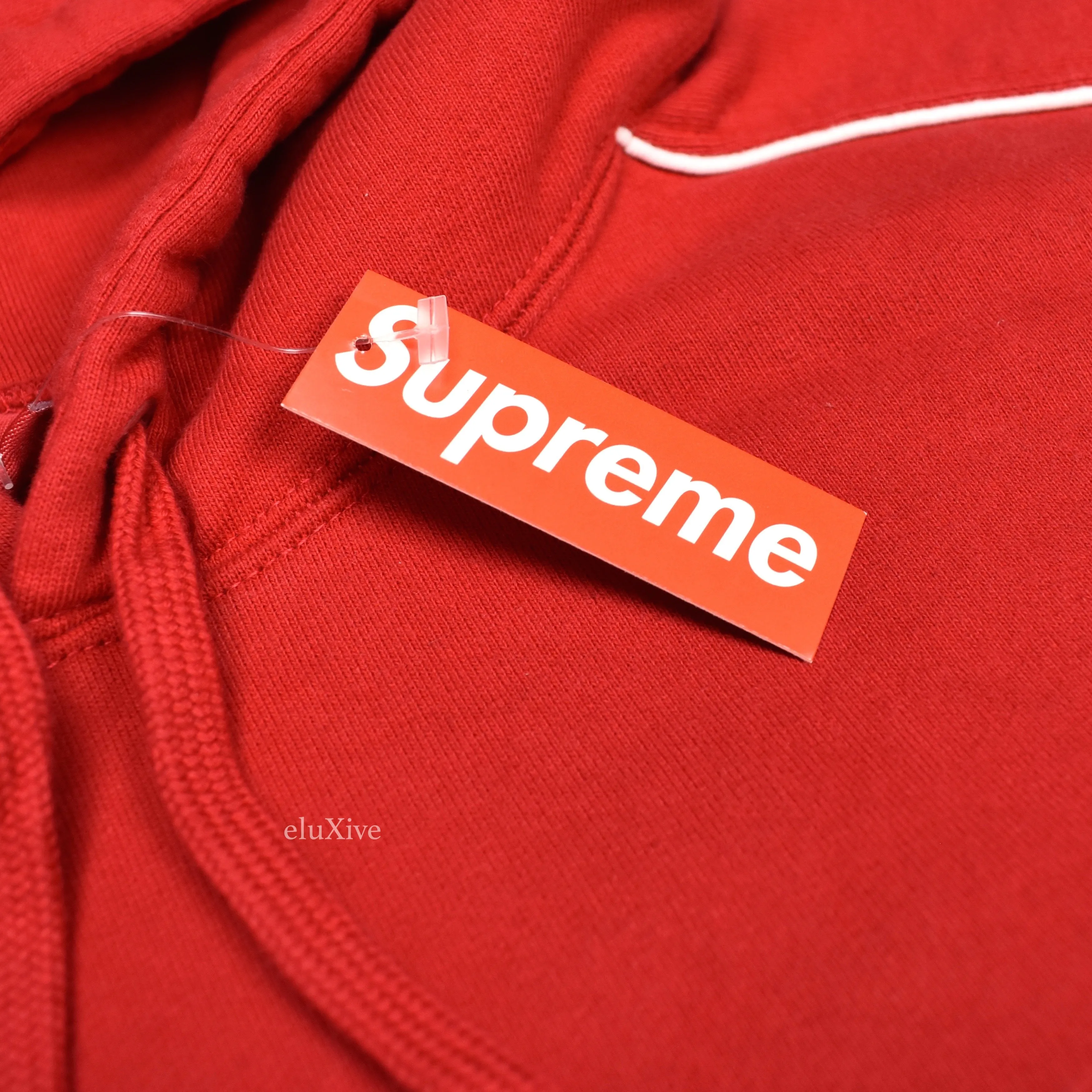 Supreme - Red Piping Script Logo Hoodie
