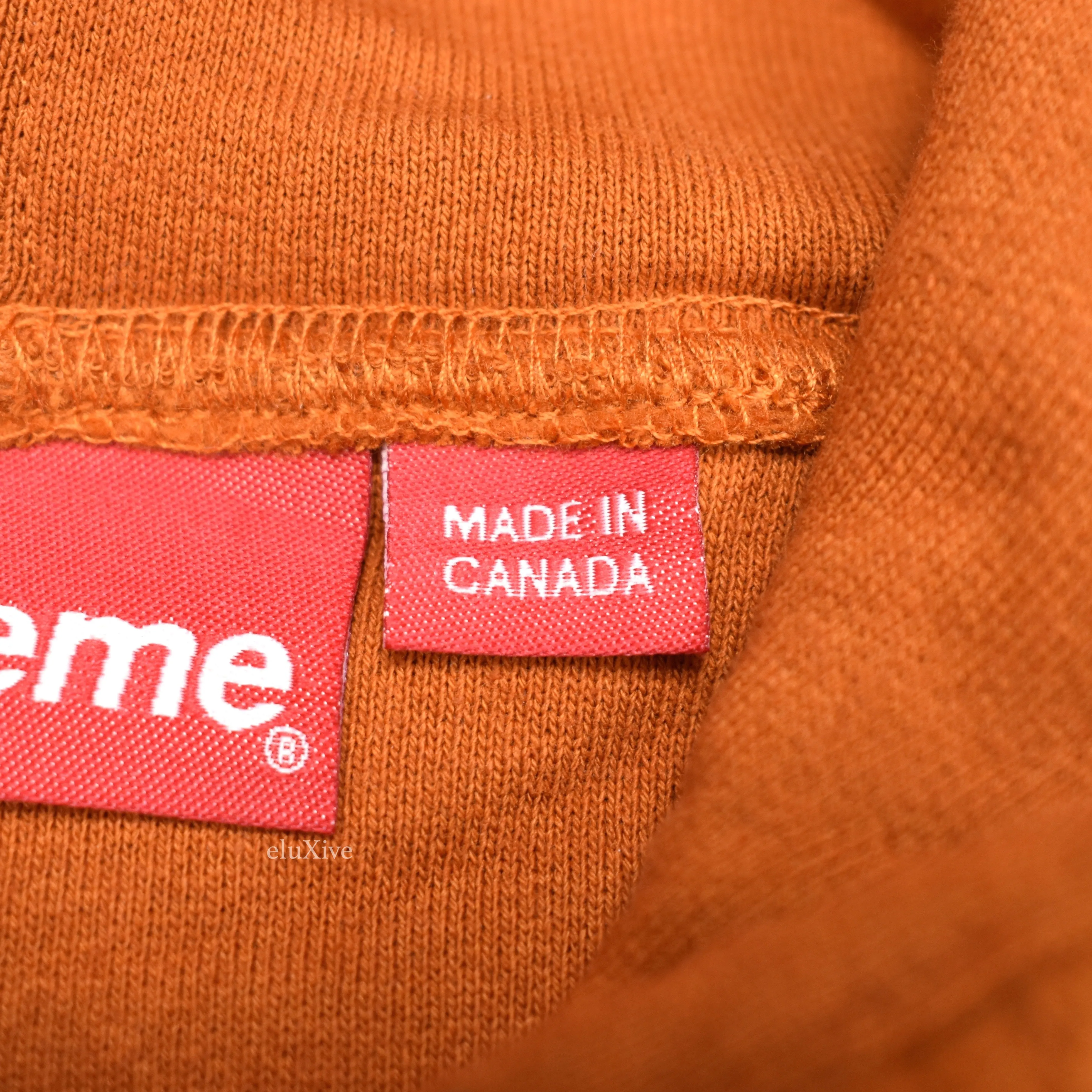 Supreme - Rust Reverse Fleece Logo Hoodie