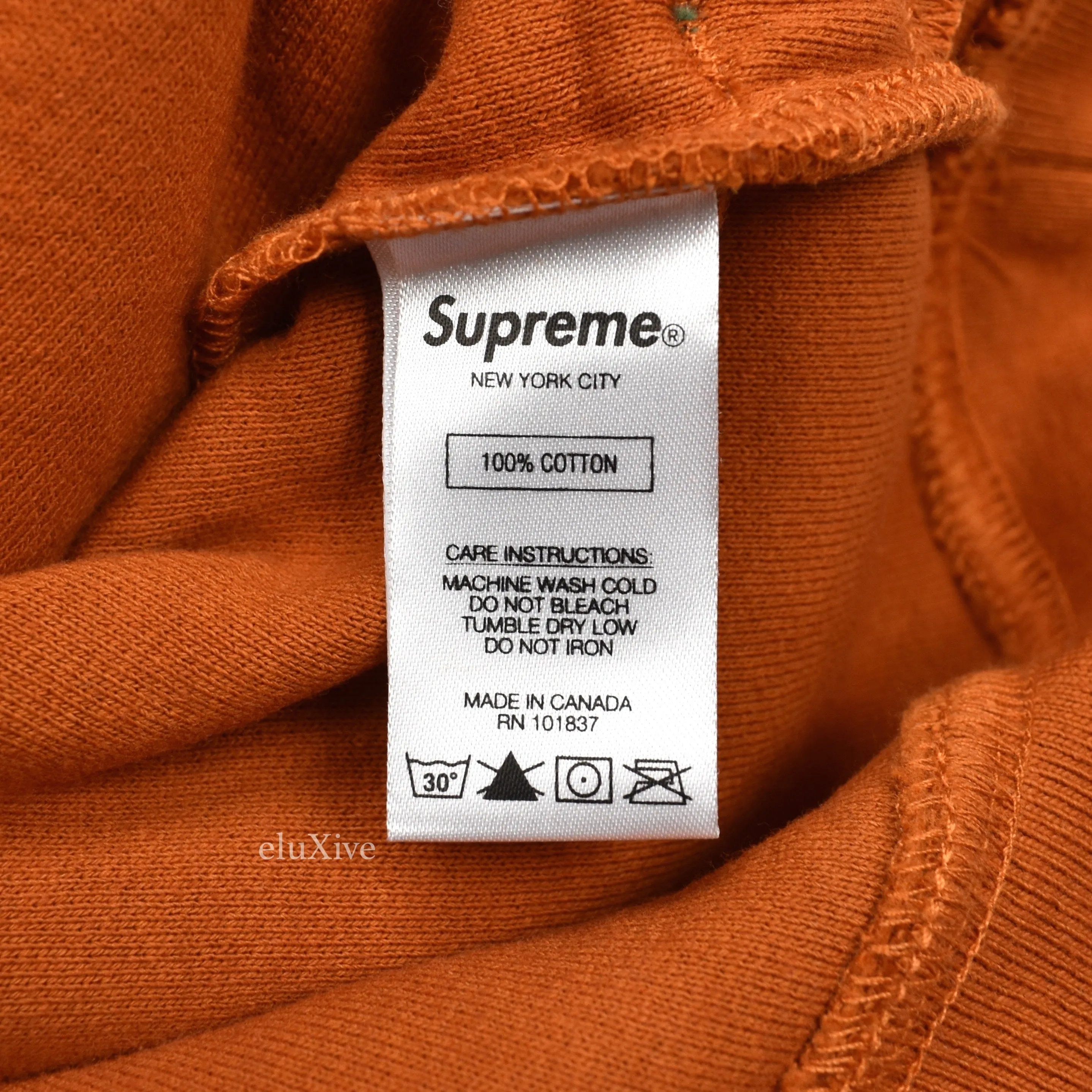 Supreme - Rust Reverse Fleece Logo Hoodie