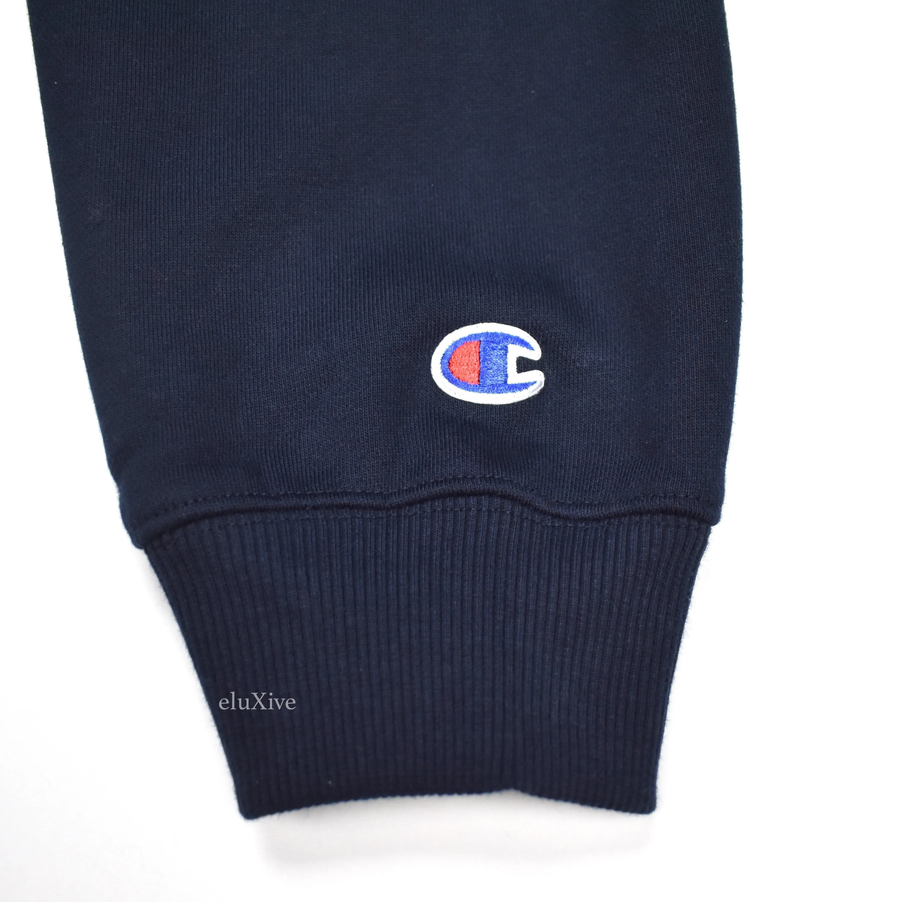 Supreme x Champion - Navy 'Stay in School' Logo Sweatshirt