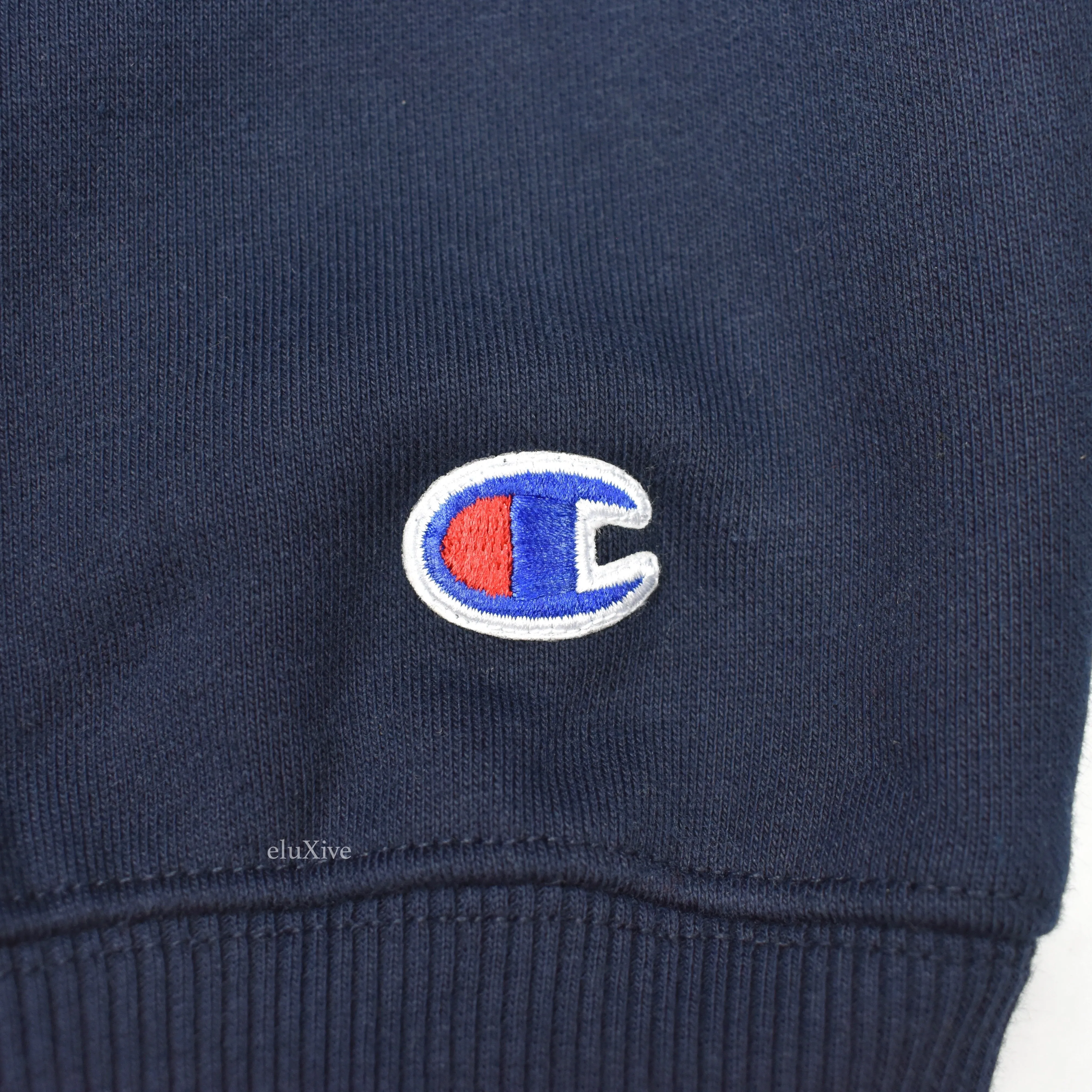 Supreme x Champion - Navy 'Stay in School' Logo Sweatshirt