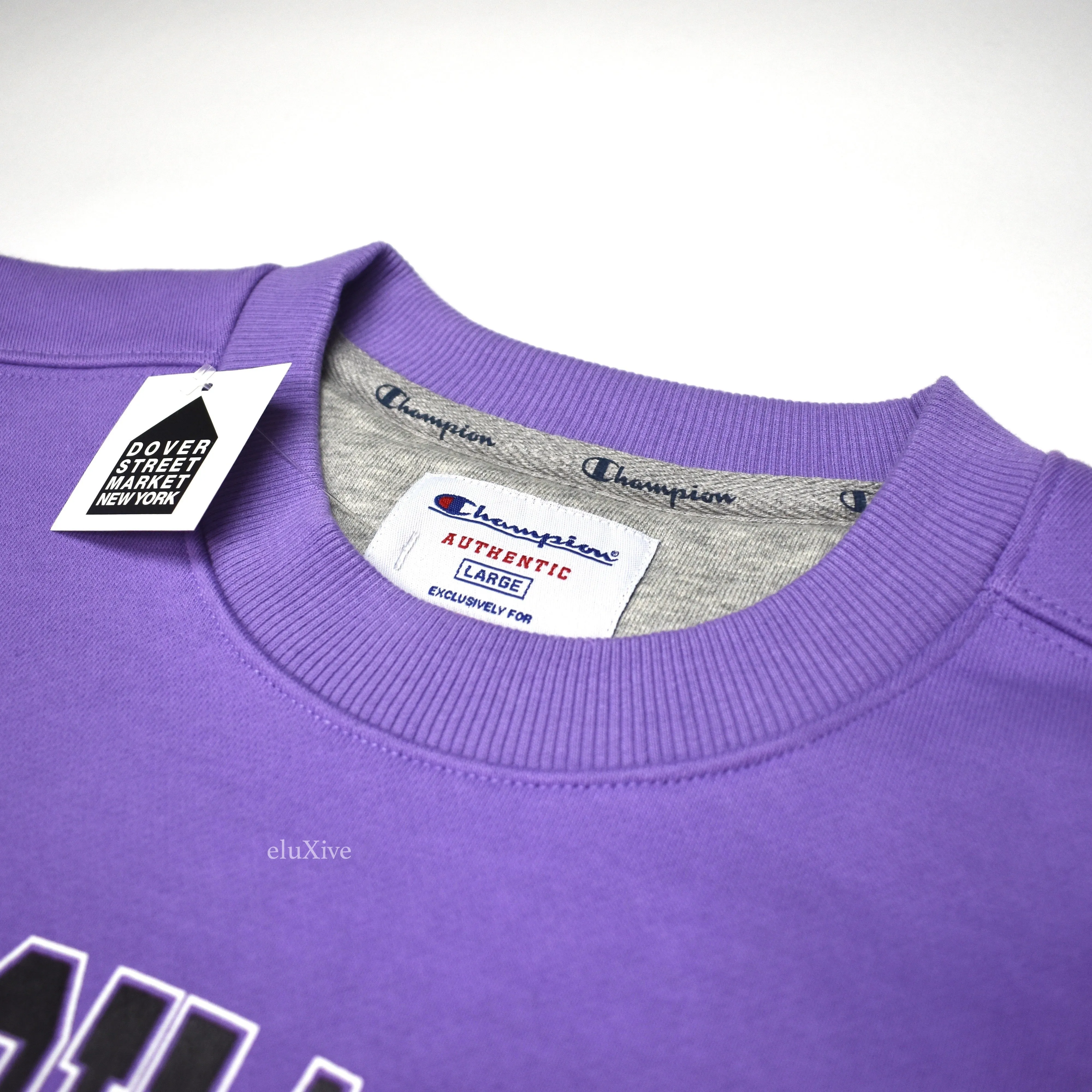 Supreme x Champion - Purple 'Stay in School' Logo Sweatshirt