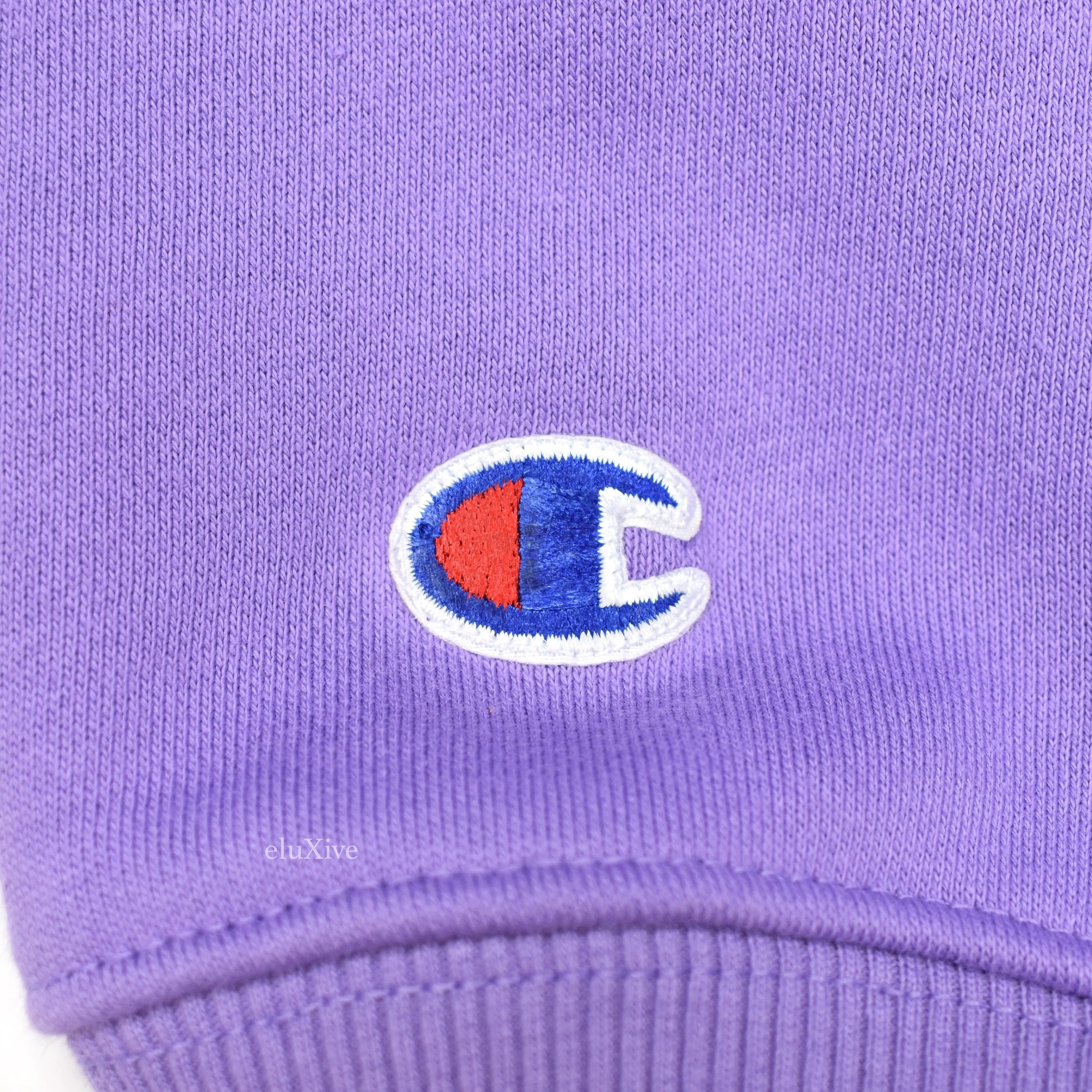 Supreme x Champion - Purple 'Stay in School' Logo Sweatshirt