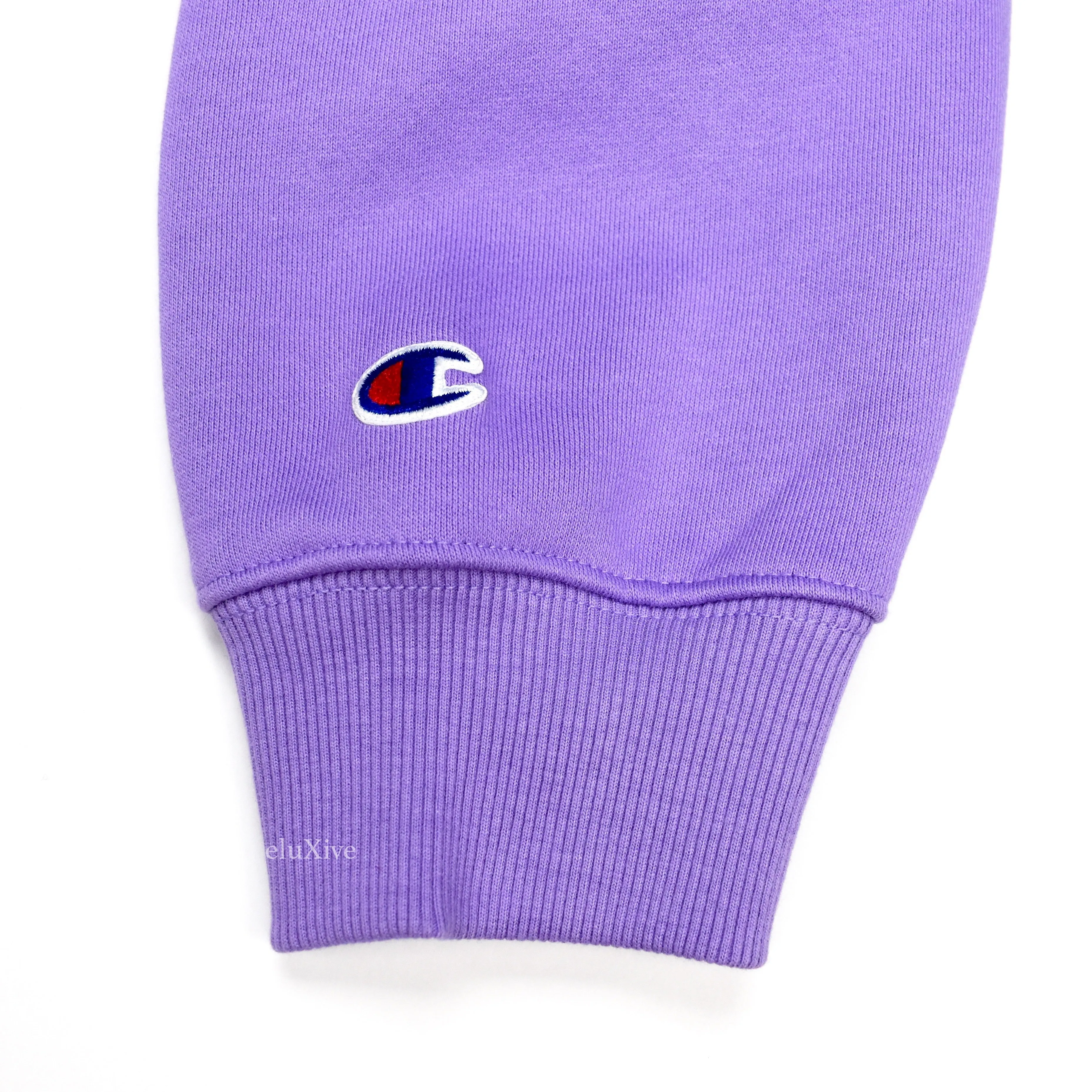 Supreme x Champion - Purple 'Stay in School' Logo Sweatshirt