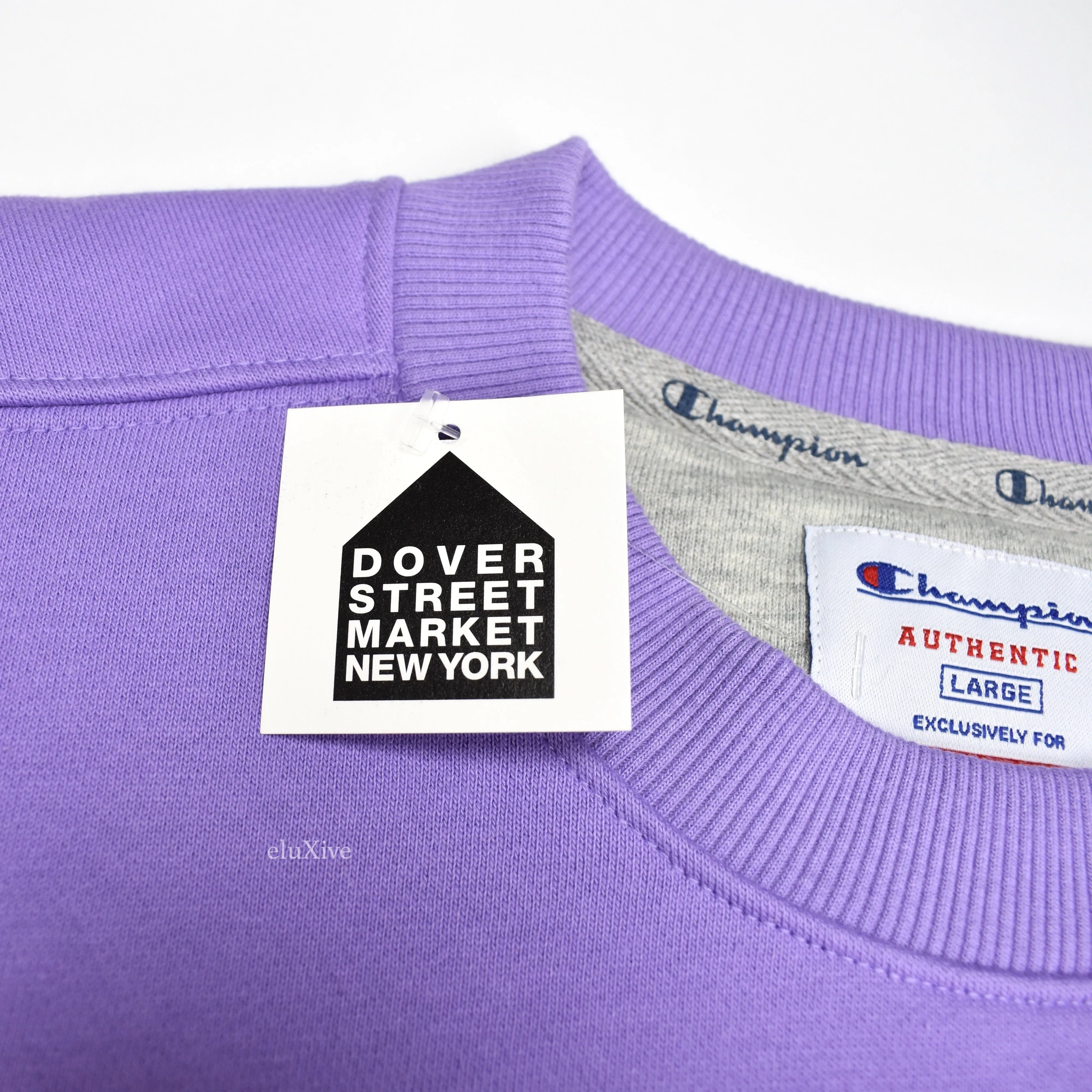 Supreme x Champion - Purple 'Stay in School' Logo Sweatshirt