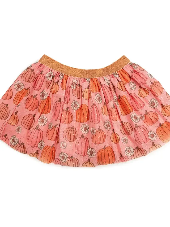 SWE Pumpkin Printed Daisy Glitter Tutu Skirt