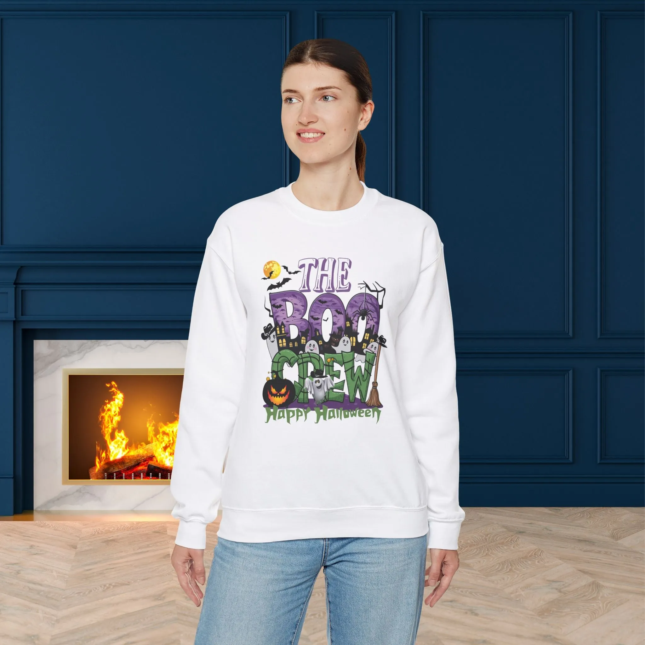 The Boo Crew Halloween Sweatshirt, Happy Halloween Sweatshirt - Unisex Heavy Blend Crewneck, Halloween Sweatshirt, Cute Spooky Ghost sweatshirt.
