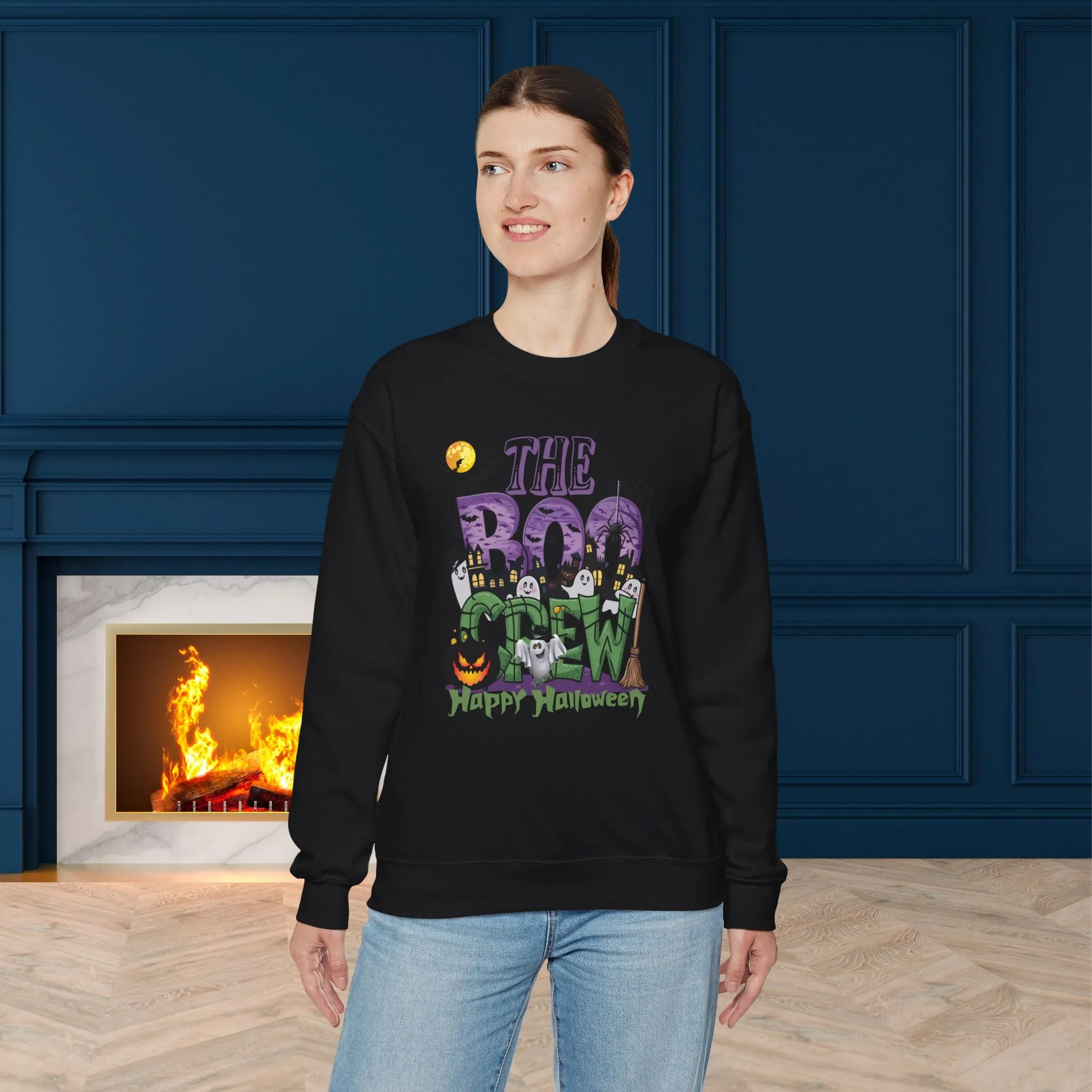 The Boo Crew Halloween Sweatshirt, Happy Halloween Sweatshirt - Unisex Heavy Blend Crewneck, Halloween Sweatshirt, Cute Spooky Ghost sweatshirt.