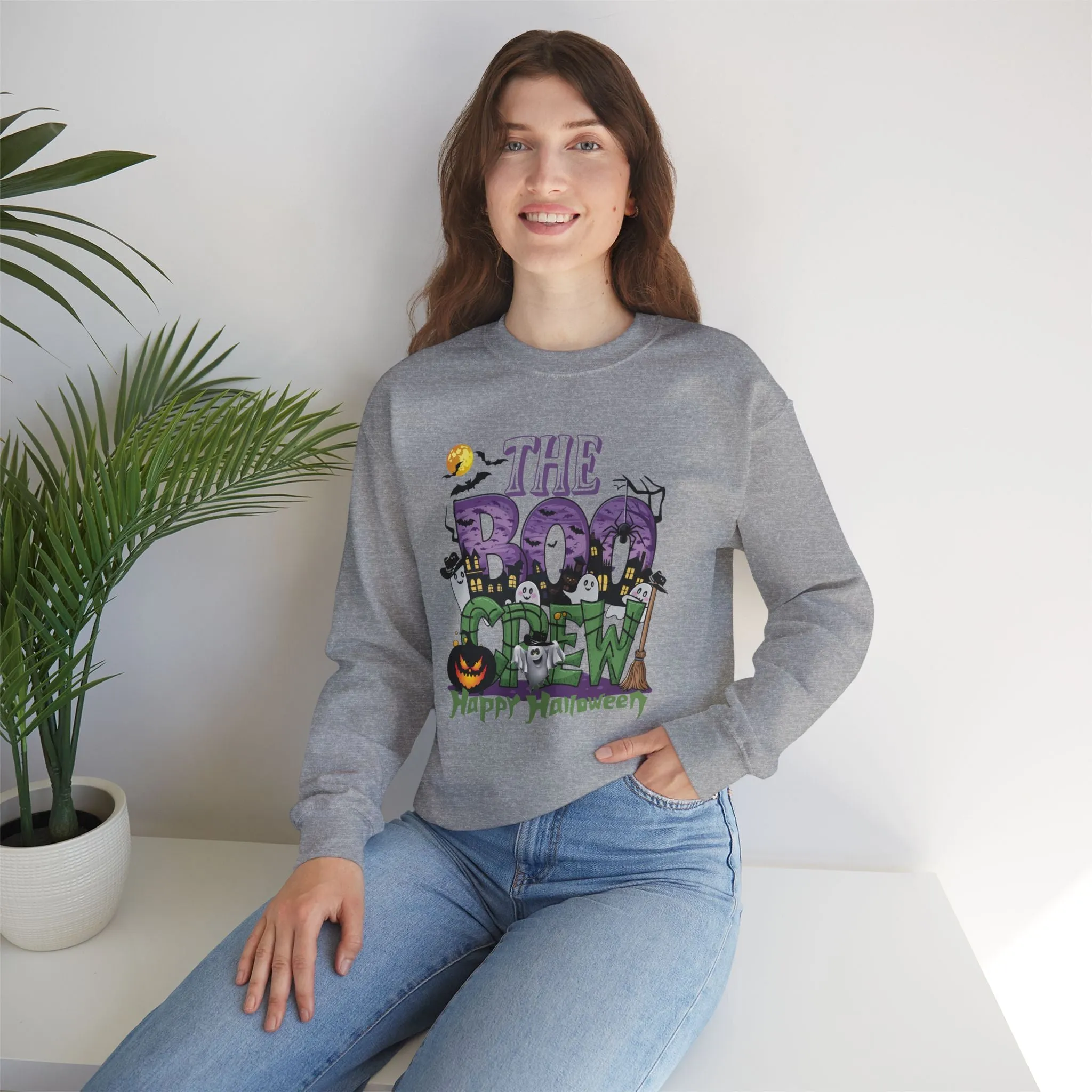 The Boo Crew Halloween Sweatshirt, Happy Halloween Sweatshirt - Unisex Heavy Blend Crewneck, Halloween Sweatshirt, Cute Spooky Ghost sweatshirt.