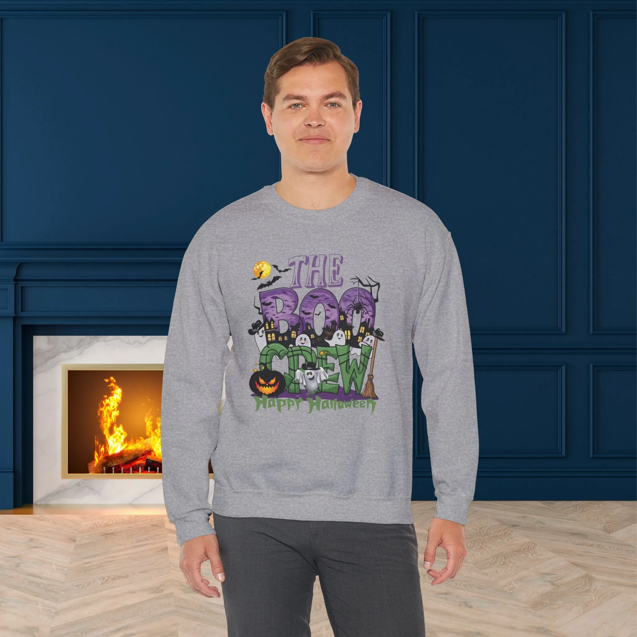 The Boo Crew Halloween Sweatshirt, Happy Halloween Sweatshirt - Unisex Heavy Blend Crewneck, Halloween Sweatshirt, Cute Spooky Ghost sweatshirt.