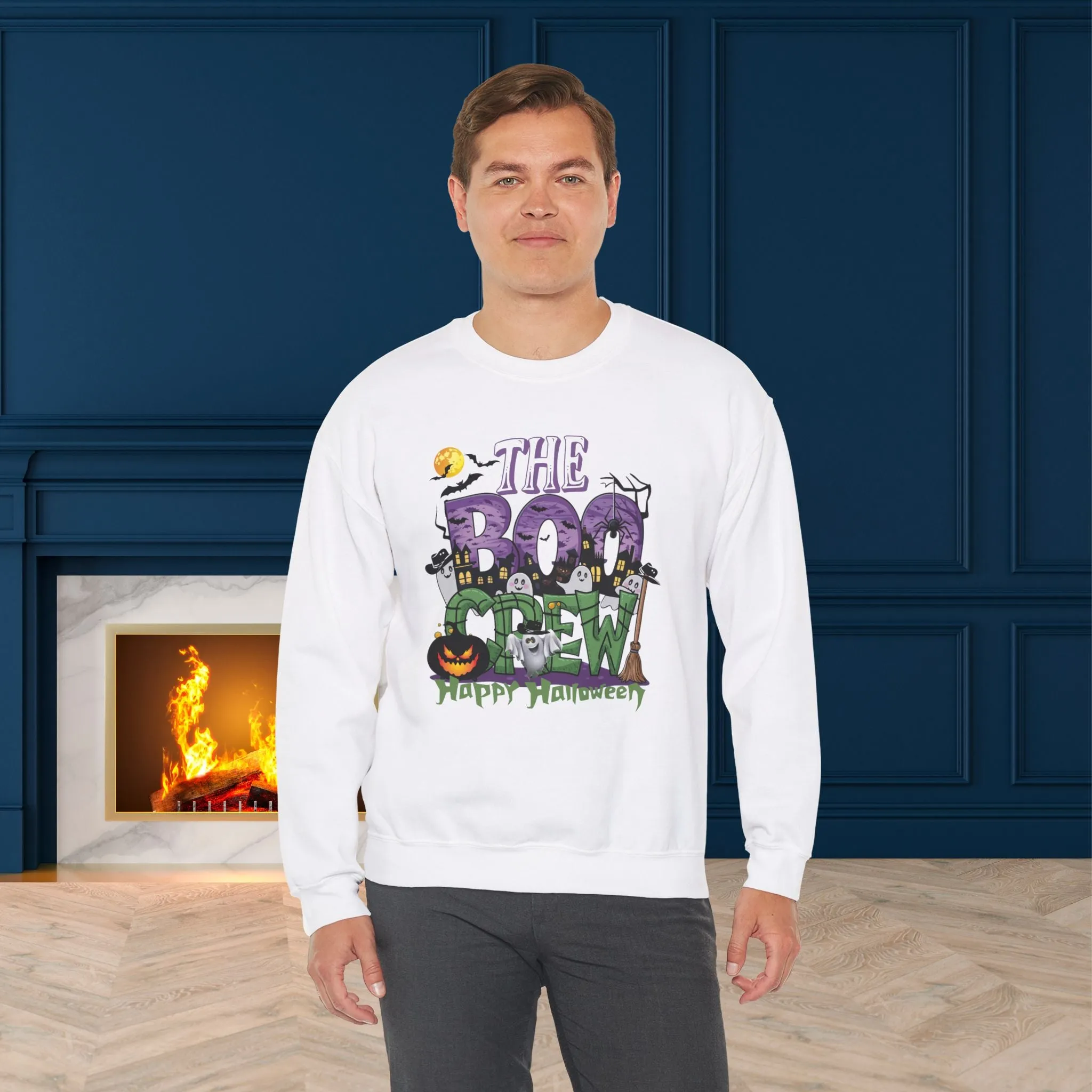 The Boo Crew Halloween Sweatshirt, Happy Halloween Sweatshirt - Unisex Heavy Blend Crewneck, Halloween Sweatshirt, Cute Spooky Ghost sweatshirt.