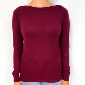 Wine Red Slouchy Cashmere Boat Neck Jumper