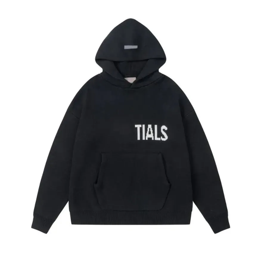 Winter Hooded Knit Sweater for Mens Women Double Thread Hoodies with Letters High Quality Warm Sweathirt Hip Hop Streetwear Top Clothing Multi Colors